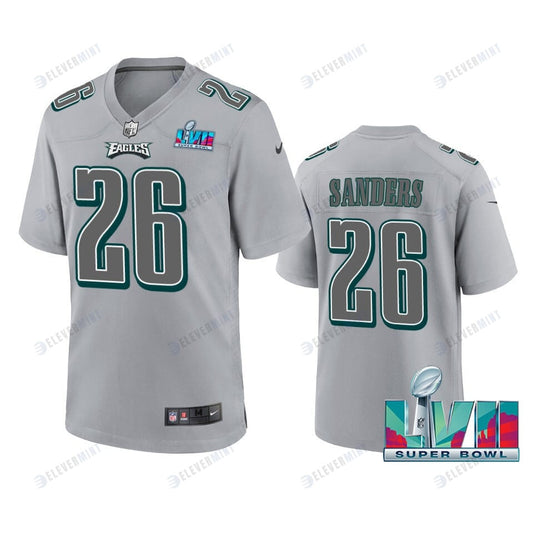 Miles Sanders 26 Philadelphia Eagles Super Bowl LVII Patch Atmosphere Fashion Game Jersey - Gray