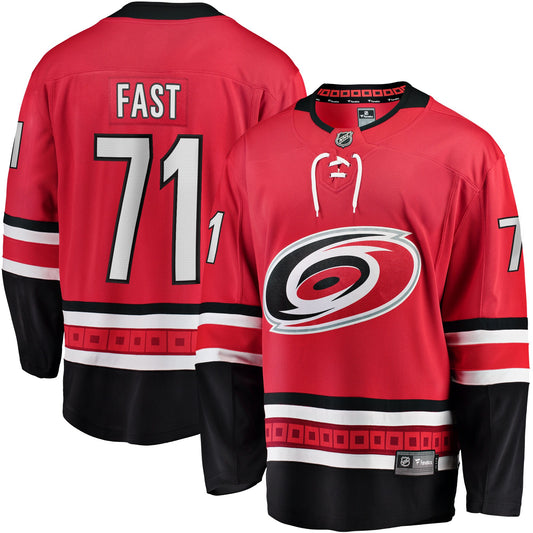 Jesper Fast Carolina Hurricanes Fanatics Branded Home Breakaway Jersey - Red