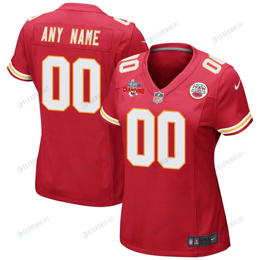 Custom Kansas City Chiefs Super Bowl LVII Champions 3 Stars Women Game Jersey - Red