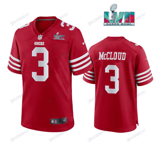 Ray Ray Mccloud 3 San Francisco 49Ers Super Bowl LVII Men Game Jersey- Scarlet