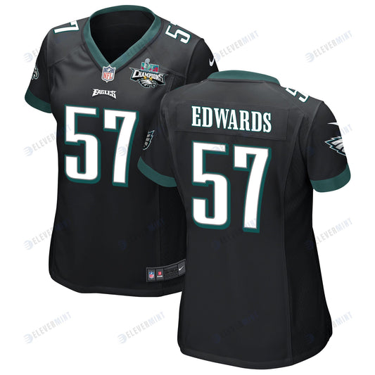 T.J. Edwards 57 Philadelphia Eagles Super Bowl LVII Champions 2 Stars Women Game Jersey - Black