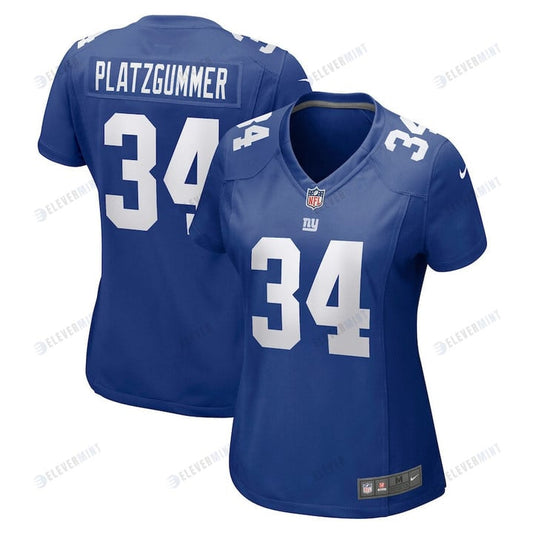 Sandro Platzgummer 34 New York Giants Women Game Jersey - Royal