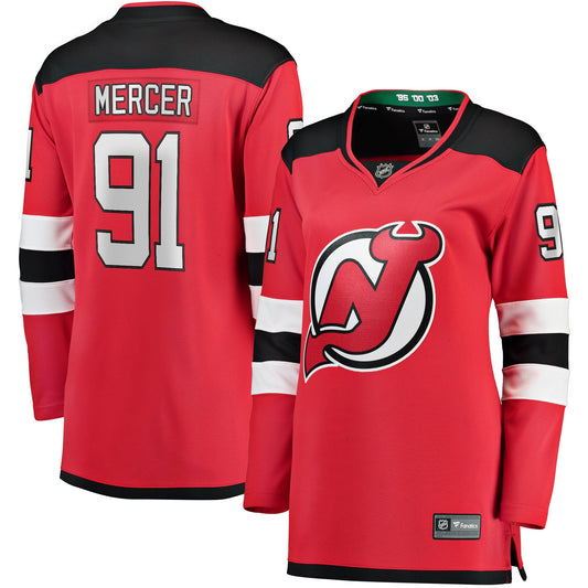 Dawson Mercer New Jersey Devils Fanatics Branded Women's Home Breakaway Jersey - Red