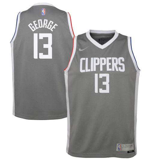 Paul George LA Clippers Nike Youth 2020/21 Swingman Player Jersey Gray - Earned Edition