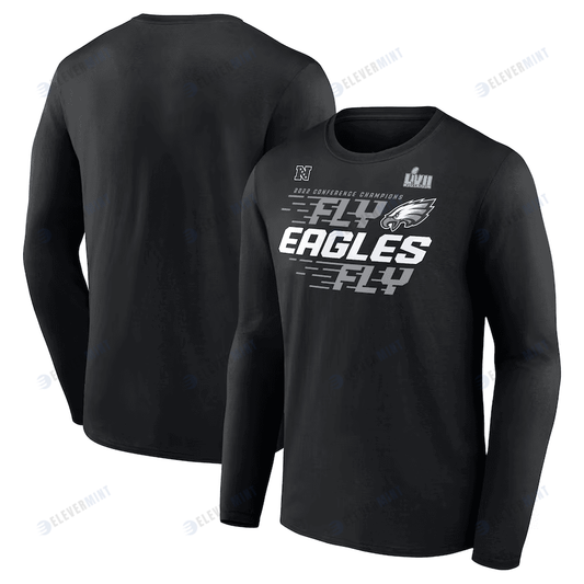 Philadelphia Eagles 2022 NFC Champions Team Slogan Long Sleeve T-Shirt - Black