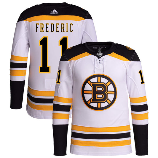 Trent Frederic Boston Bruins adidas Away Primegreen Authentic Pro Jersey - White