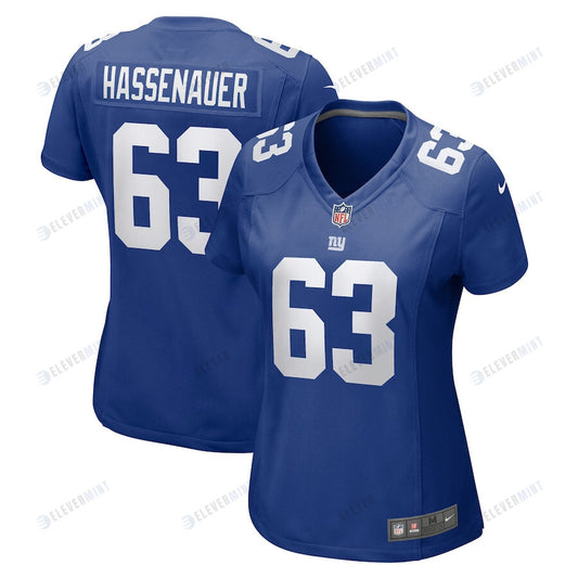 JC Hassenauer 63 New York Giants Women Team Game Jersey - Royal