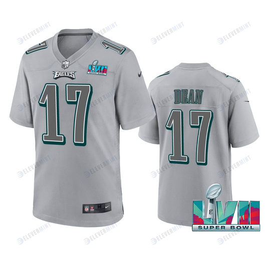 Nakobe Dean 17 Philadelphia Eagles Super Bowl LVII Patch Atmosphere Fashion Game Jersey - Gray