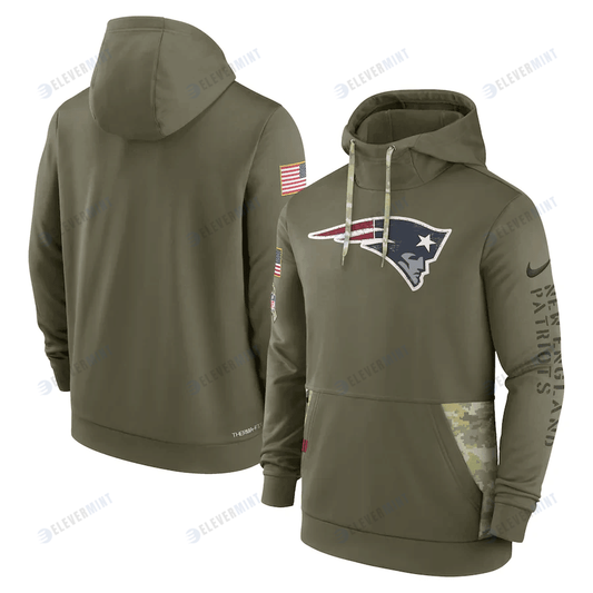 New England Patriots 2022 Salute to Service Therma Performance Pullover Hoodie - Olive, Men