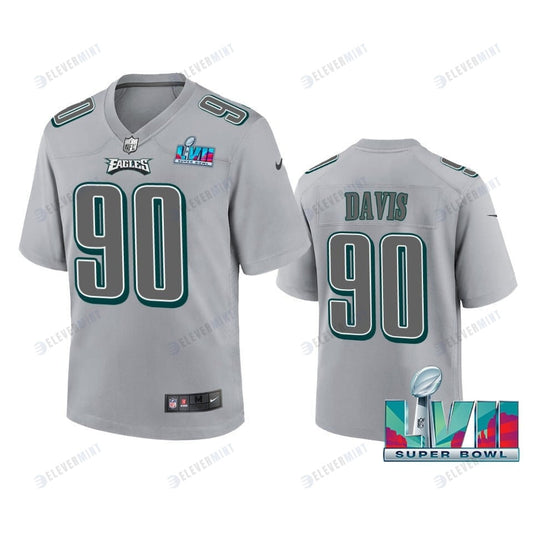 Jordan Davis 90 Philadelphia Eagles Super Bowl LVII Youth Atmosphere Game Jersey - Gray