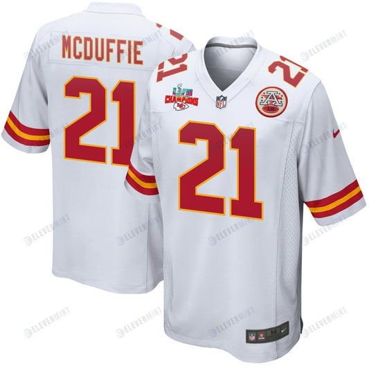 Trent McDuffie 21 Kansas City Chiefs Super Bowl LVII Champions 3 Stars Men Game Jersey - White