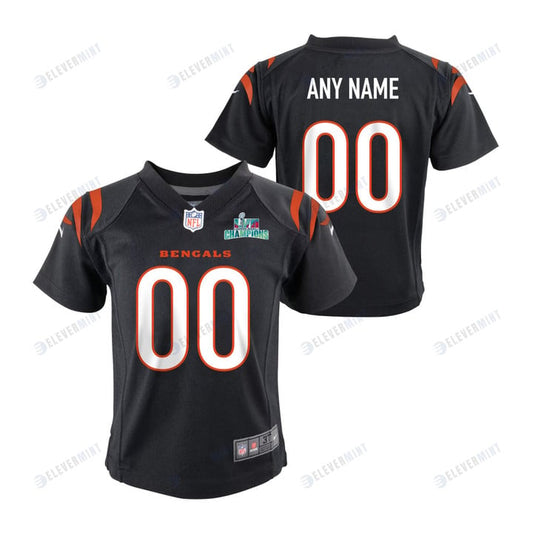 Custom Cincinnati Bengals Super Bowl LVII Champions Youth Game Jersey - Black