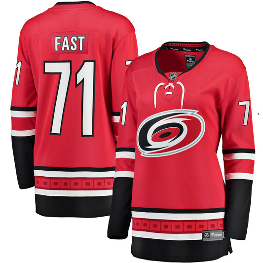 Jesper Fast Carolina Hurricanes Fanatics Branded Women's Home Breakaway Jersey - Red