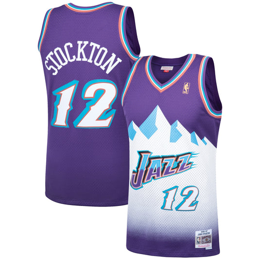 John Stockton Utah Jazz Mitchell & Ness Hardwood Classics Swingman Jersey - Purple