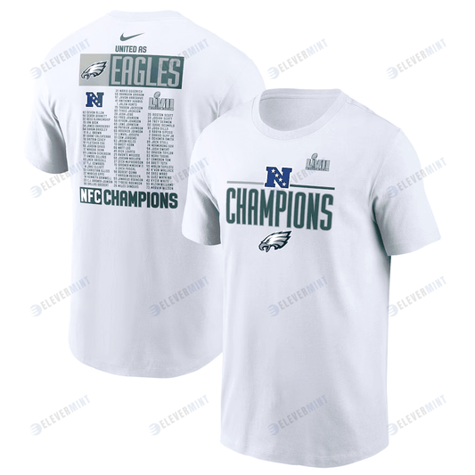 Philadelphia Eagles 2022 NFC Champions Roster T-Shirt - White