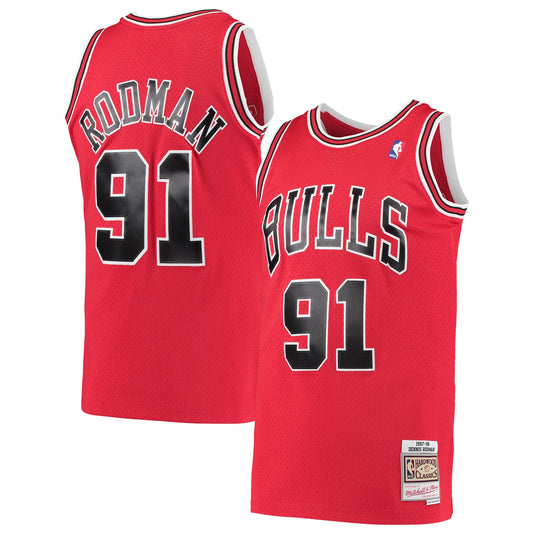 Dennis Rodman Chicago Bulls Mitchell & Ness Hardwood Classics Swingman Jersey - Red