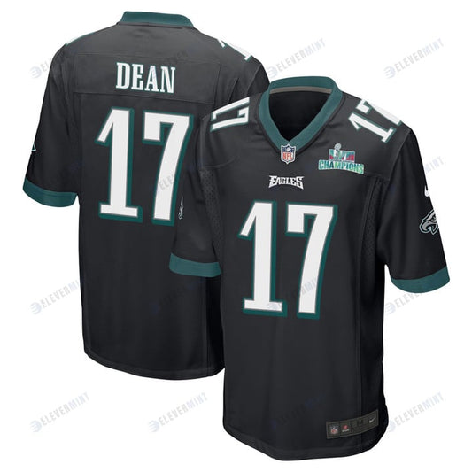 Nakobe Dean 17 Philadelphia Eagles Super Bowl LVII Champions Men Game Jersey - Black