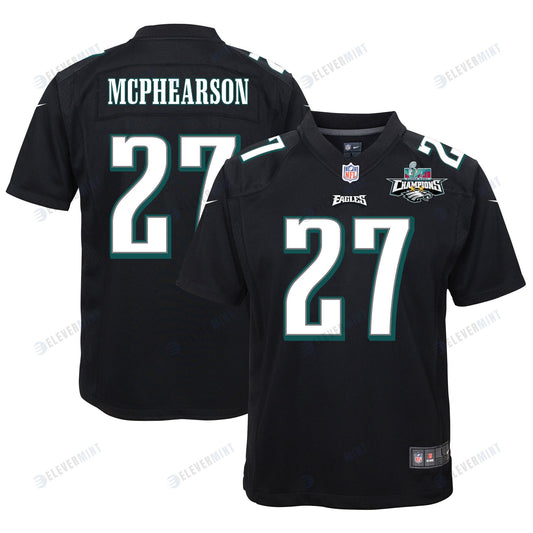 Zech McPhearson 27 Philadelphia Eagles Super Bowl LVII Champions 2 Stars Youth Game Jersey - Black