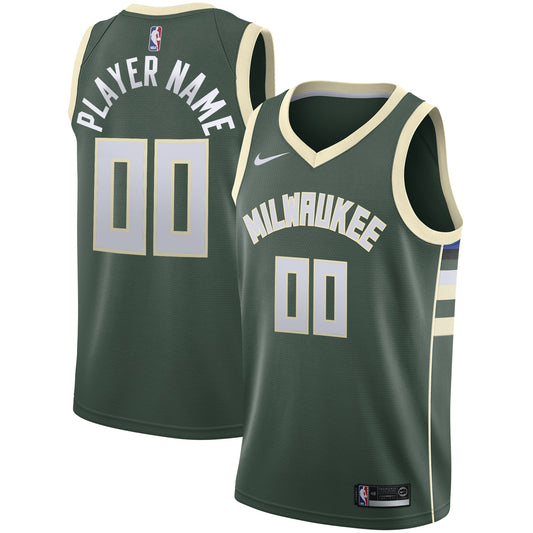 Milwaukee Bucks Nike Swingman Custom Jersey Green - Icon Edition