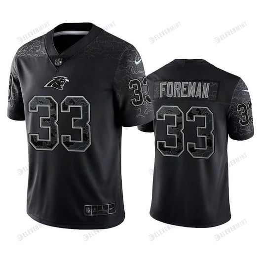 D'Onta Foreman 33 Carolina Panthers Black Reflective Limited Jersey - Men