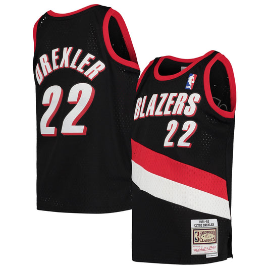 Clyde Drexler Portland Trail Blazers Mitchell & Ness Youth 1991-92 Hardwood Classics Swingman Jersey - Black