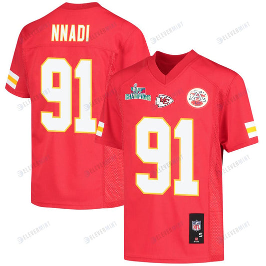 Derrick Nnadi 91 Kansas City Chiefs Super Bowl LVII Champions Youth Game Jersey - Red