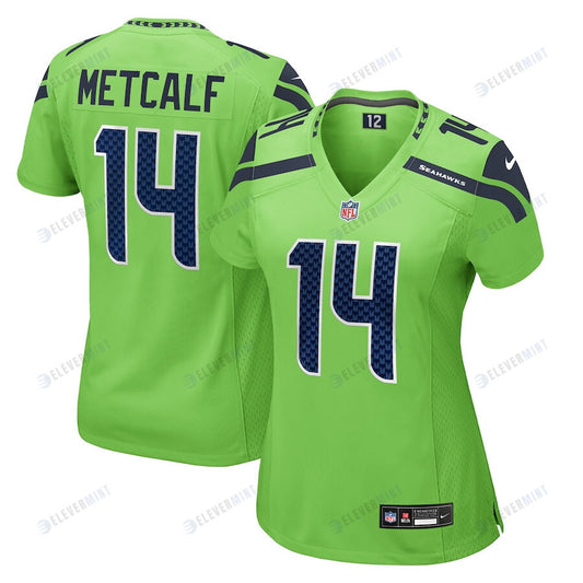 DK Metcalf 14 Seattle Seahawks Women Game Jersey - Neon Green