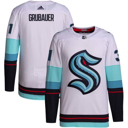 Philipp Grubauer Seattle Kraken adidas Away Primegreen Authentic Jersey - White