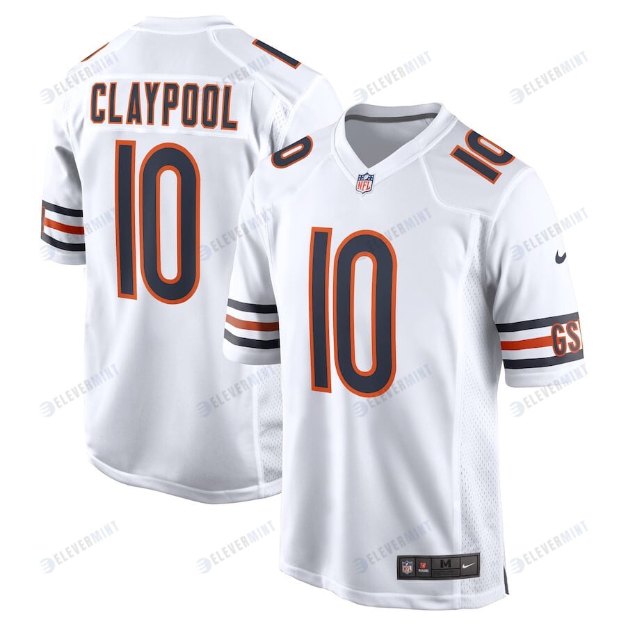 Chase Claypool 10 Chicago Bears Men Game Jersey - White