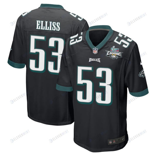 Christian Elliss 53 Philadelphia Eagles Super Bowl LVII Champions 2 Stars Men Game Jersey - Black