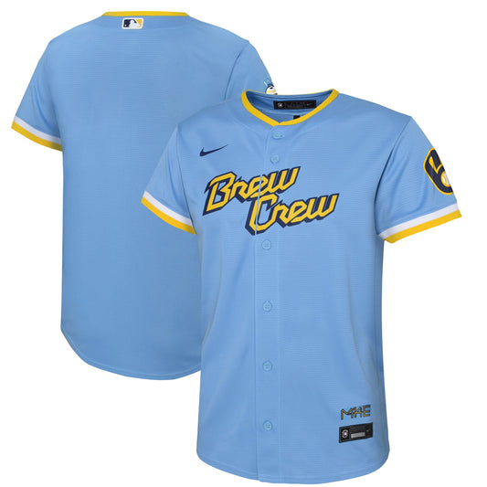 Milwaukee Brewers Nike Youth 2022 City Connect Replica Team Jersey - Powder Blue