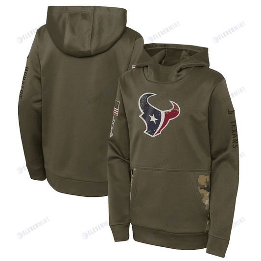 Houston Texans Youth 2022 Salute To Service Performance Pullover Hoodie - Olive