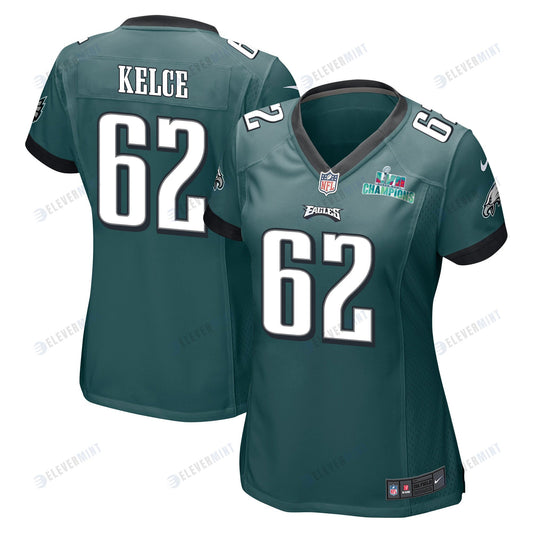 Jason Kelce 62 Philadelphia Eagles Super Bowl LVII Champions Women Game Jersey - Midnight Green