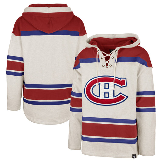 Montreal Canadiens '47 Rockaway Lace-Up Pullover Hoodie - Oatmeal