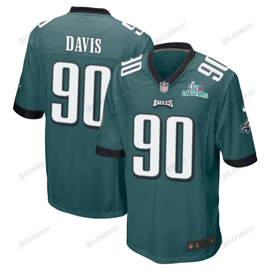 Jordan Davis 90 Philadelphia Eagles Super Bowl LVII Champions Men Game Jersey - Midnight Green