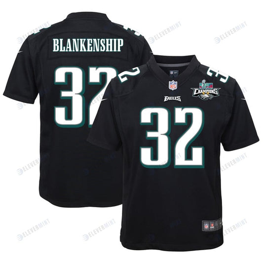 Reed Blankenship 32 Philadelphia Eagles Super Bowl LVII Champions 2 Stars Youth Game Jersey - Black