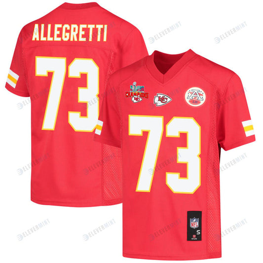 Nick Allegretti 73 Kansas City Chiefs Super Bowl LVII Champions 3 Stars Youth Game Jersey - Red