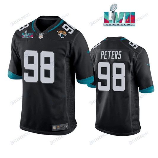 Corey Peters 98 Jacksonville Jaguars Super Bowl LVII Super Bowl LVII Men Game Jersey- Black