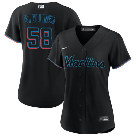 Jacob Stallings Miami Marlins Nike Women's Alternate Replica Jersey - Black