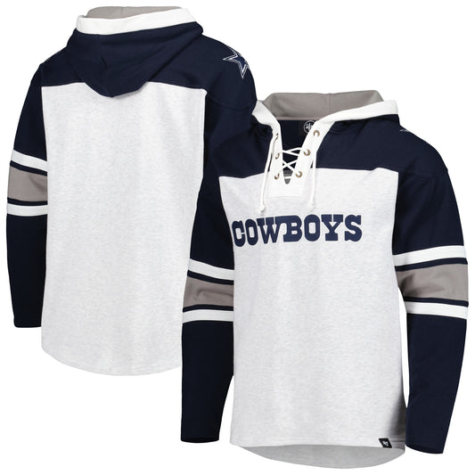 Dallas Cowboys '47 Gridiron Lace-Up Pullover Hoodie - Heather Gray