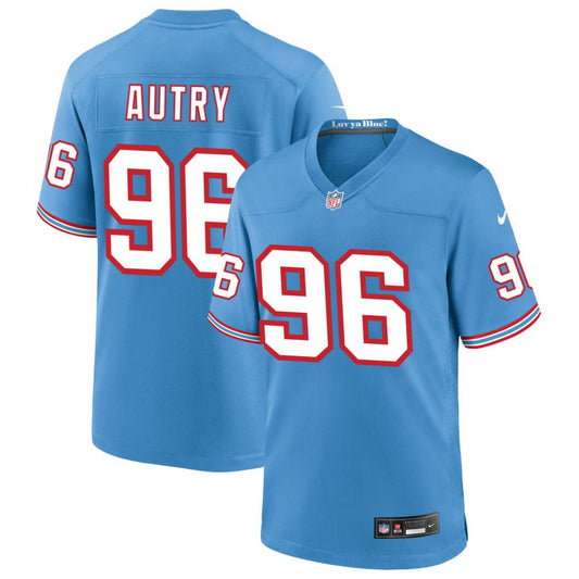 Denico Autry Tennessee Titans Nike Oilers Throwback Game Jersey - Light Blue