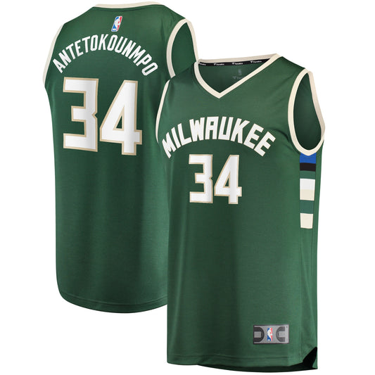 Giannis Antetokounmpo Milwaukee Bucks Fanatics Branded Fast Break Replica Player Jersey - Icon Edition - Hunter Green