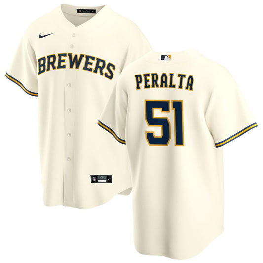 Freddy Peralta Milwaukee Brewers Nike Home Replica Jersey - Cream