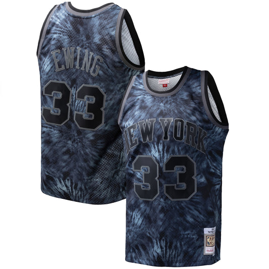 Patrick Ewing New York Knicks Mitchell & Ness Hardwood Classics 1991/92 Tie-Dye Swingman Jersey - Black