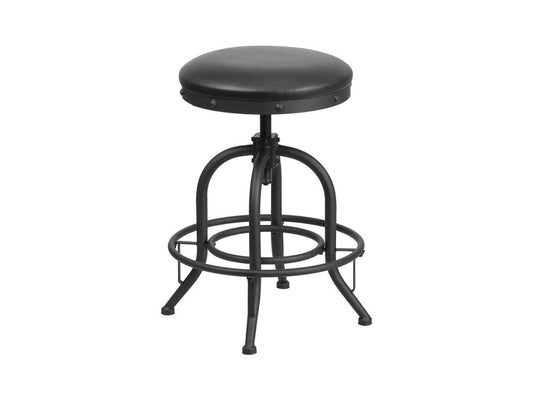 24'' Counter Height Stool with Swivel Lift Black LeatherSoft Seat