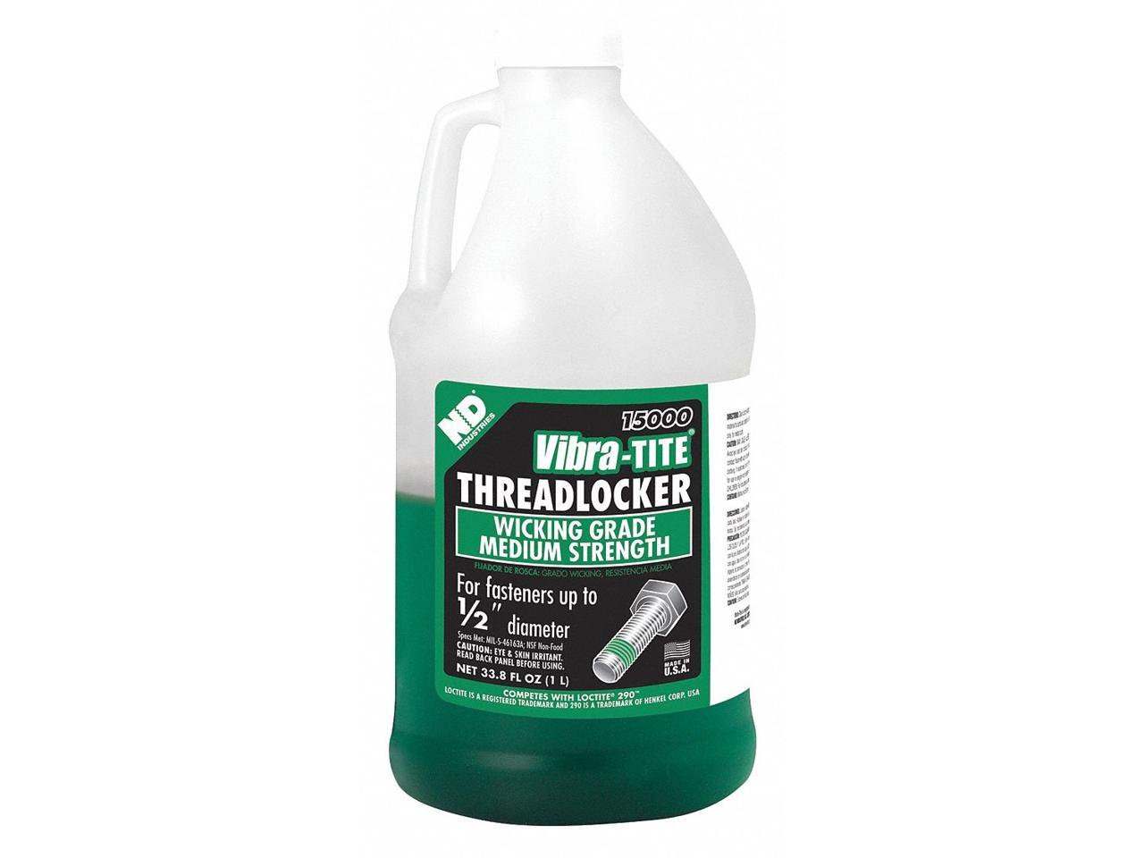 150 Series Medium-Strength Wicking Grade Threadlocker, Green Liquid, 1L Bottle