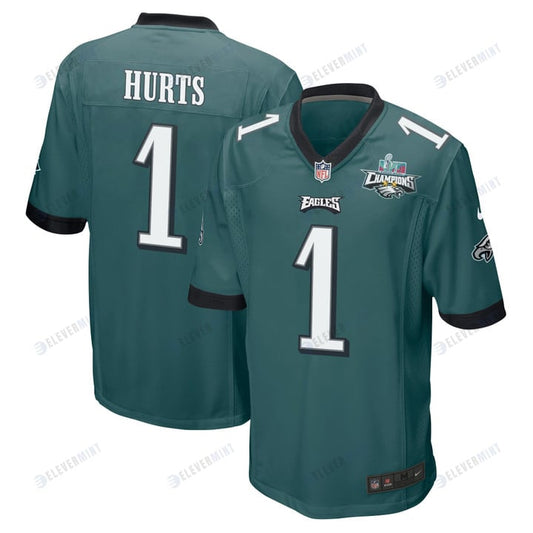 Jalen Hurts 1 Philadelphia Eagles Super Bowl LVII Champions 2 Stars Men Game Jersey - Midnight Green