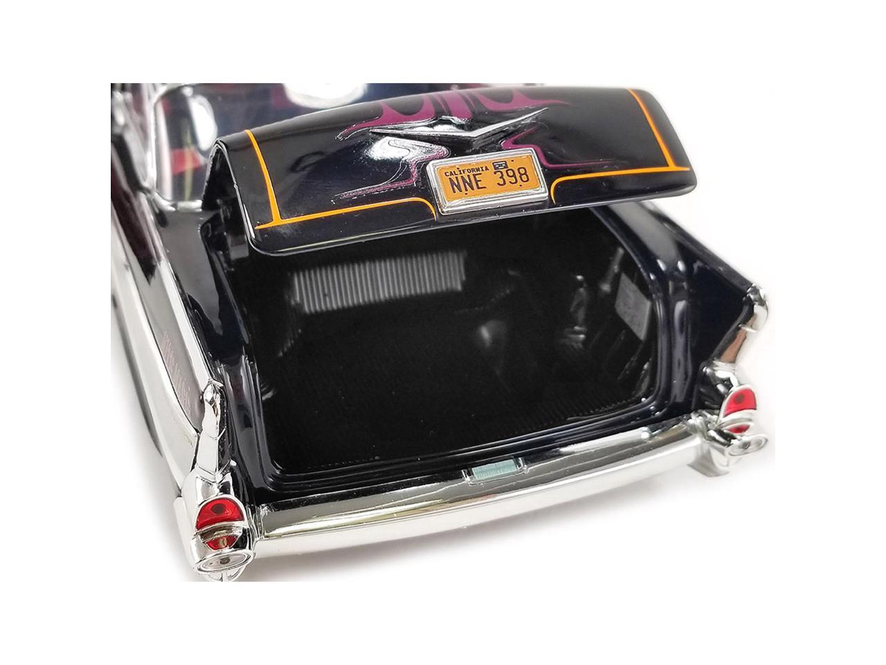 1957 Chevrolet Bel Air Black with Flames and Pinstripe Top Big Daddy Ed Roth Limited Edition to 966 pieces Worldwide 1/18 Diecast Model Car by ACME