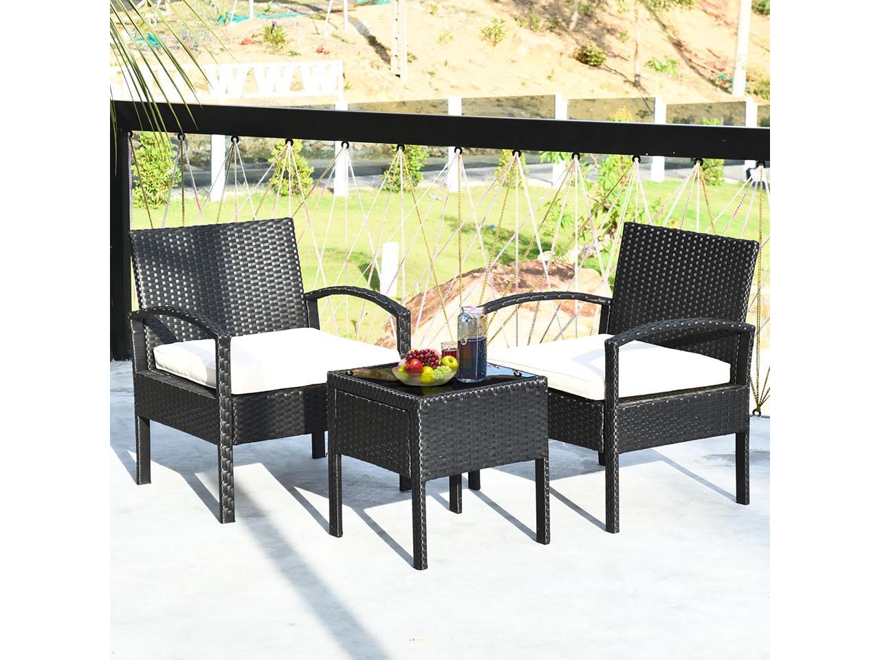 3 PS Outdoor Rattan Patio Furniture Set Backyard Garden Furniture