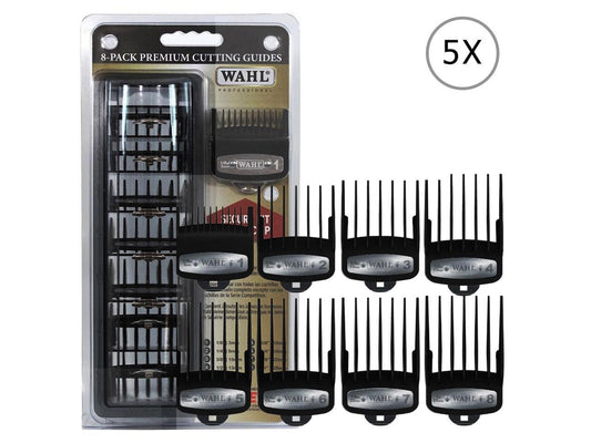 5x Wahl 8-Pack Premium Cutting Guides Fits All Wahl Full Size Clipper Blades (Except Competition Series)